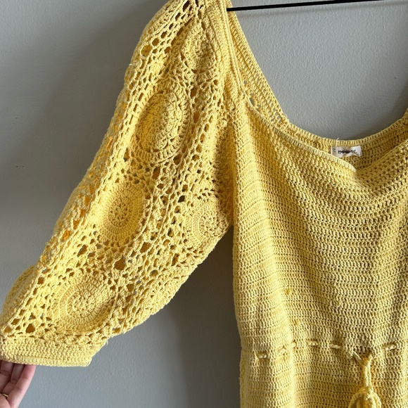 Spell & The Gypsy Let The Sunshine In Crochet Mini Dress Yellow Small - Picture 5 of 16